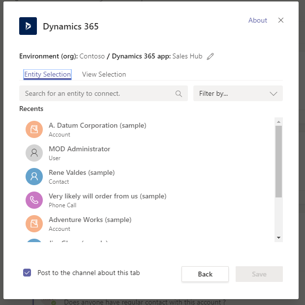 Choose a View from Dynamics 365