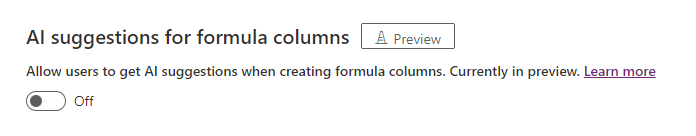 AI suggestions for formula columns