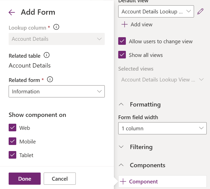 Account Form - Select Details Form