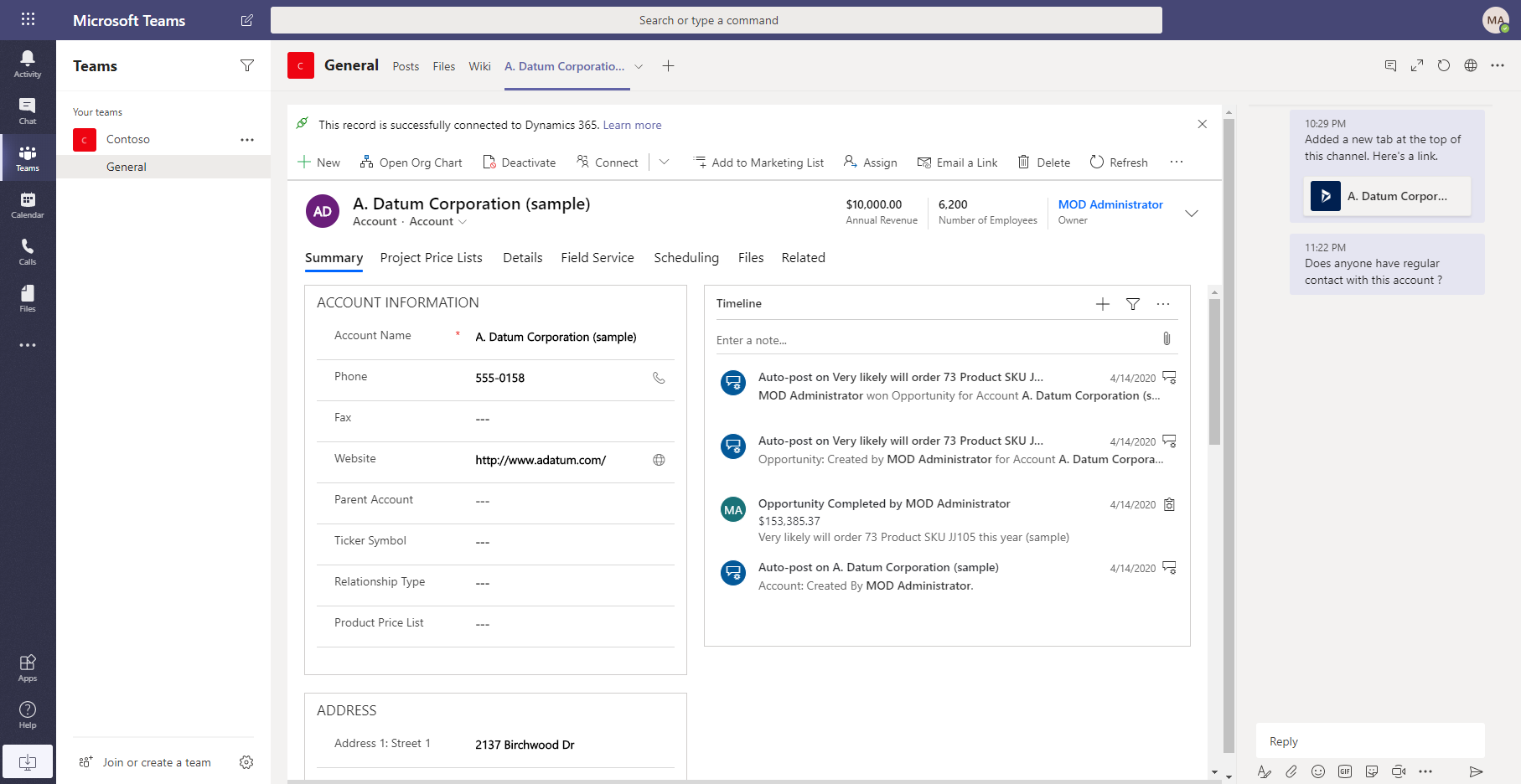 Dynamics 365 Form inside Teams