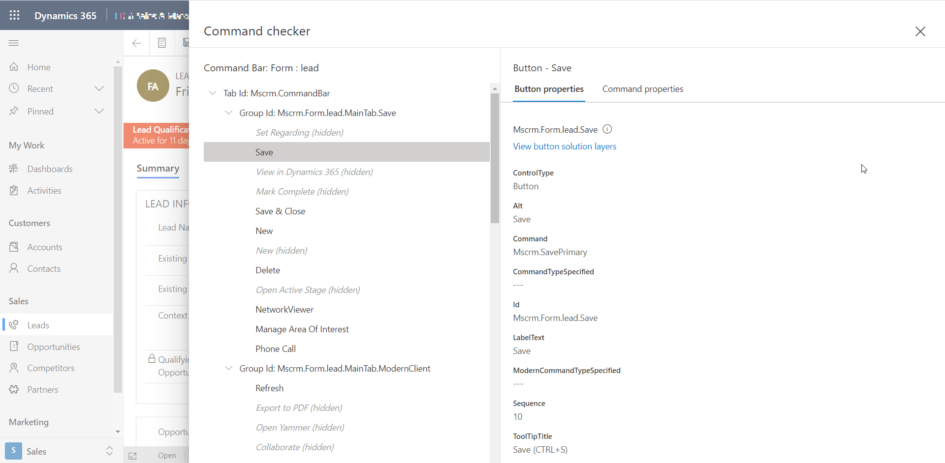 Command checker tool on Form Properties