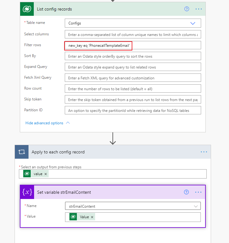 Get template from config