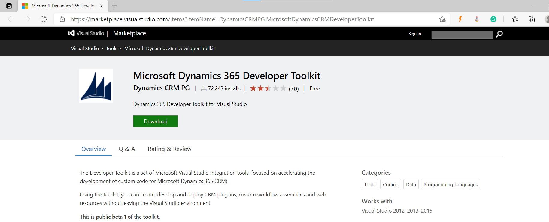 Install Dynamics 365 Developer Toolkit