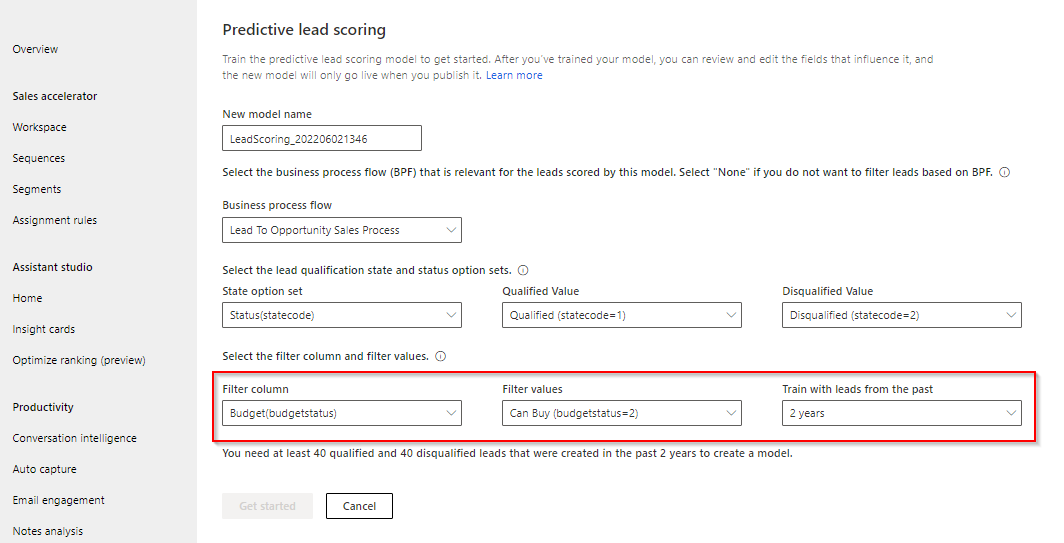 Dynamics 365 Predictive Lead Scoring with AI