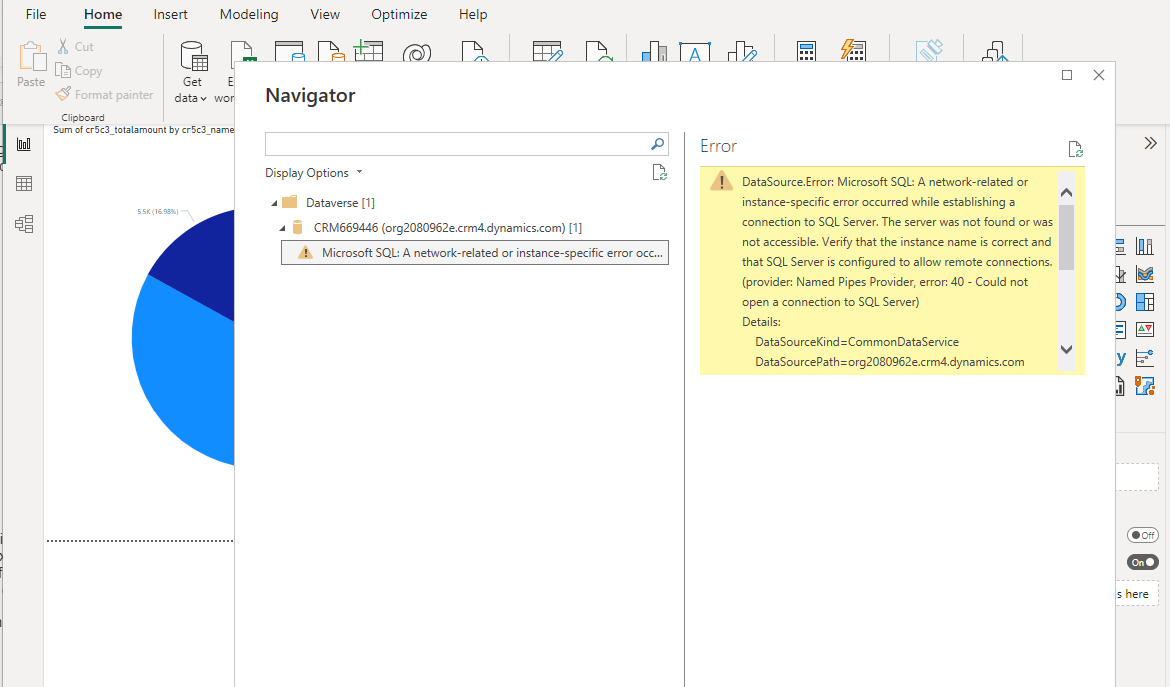 Network Error of Dataverse Default Connector