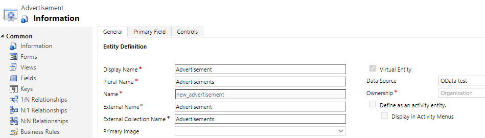 OData custom entity