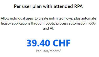 Per user plan with attended RPA