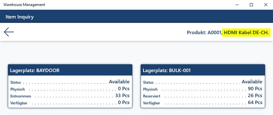 Product translation in the warehouse mobile app