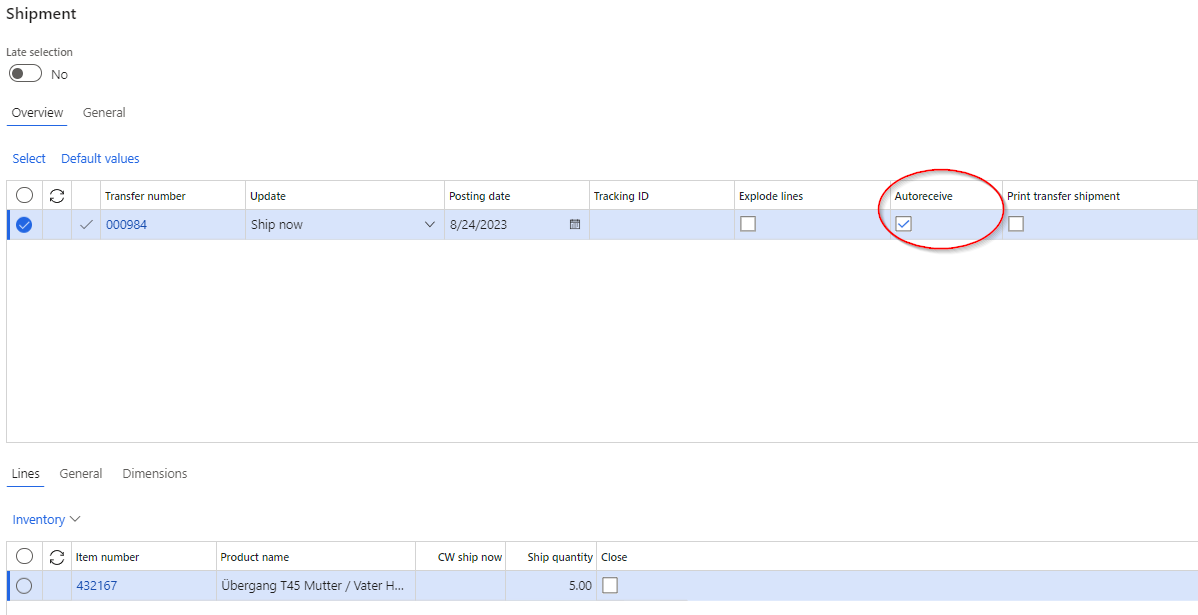 Dynamics 365 F&O : Transfer order processing