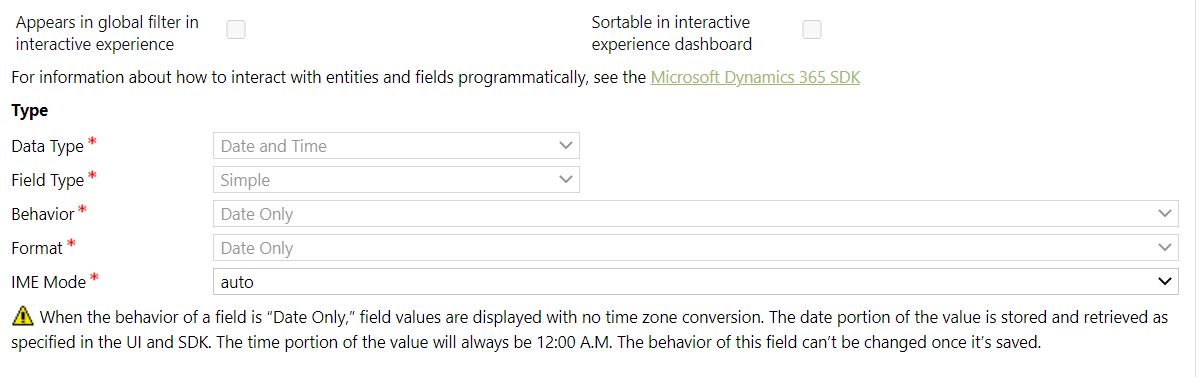Date Only format in Dynamics 365