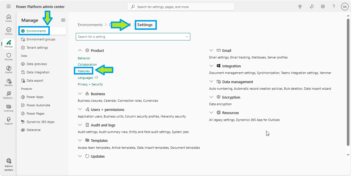 Enable feature