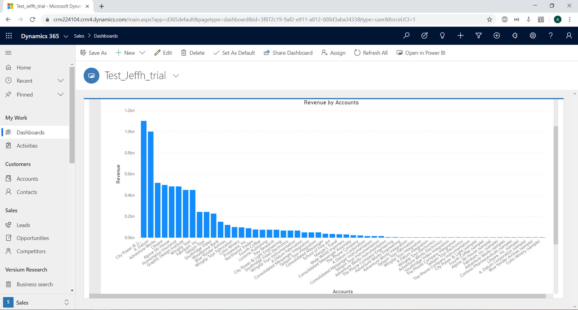 Power BI tile in CRM Dashboards page