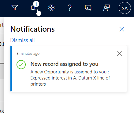 Dynamics 365 InApp Notification