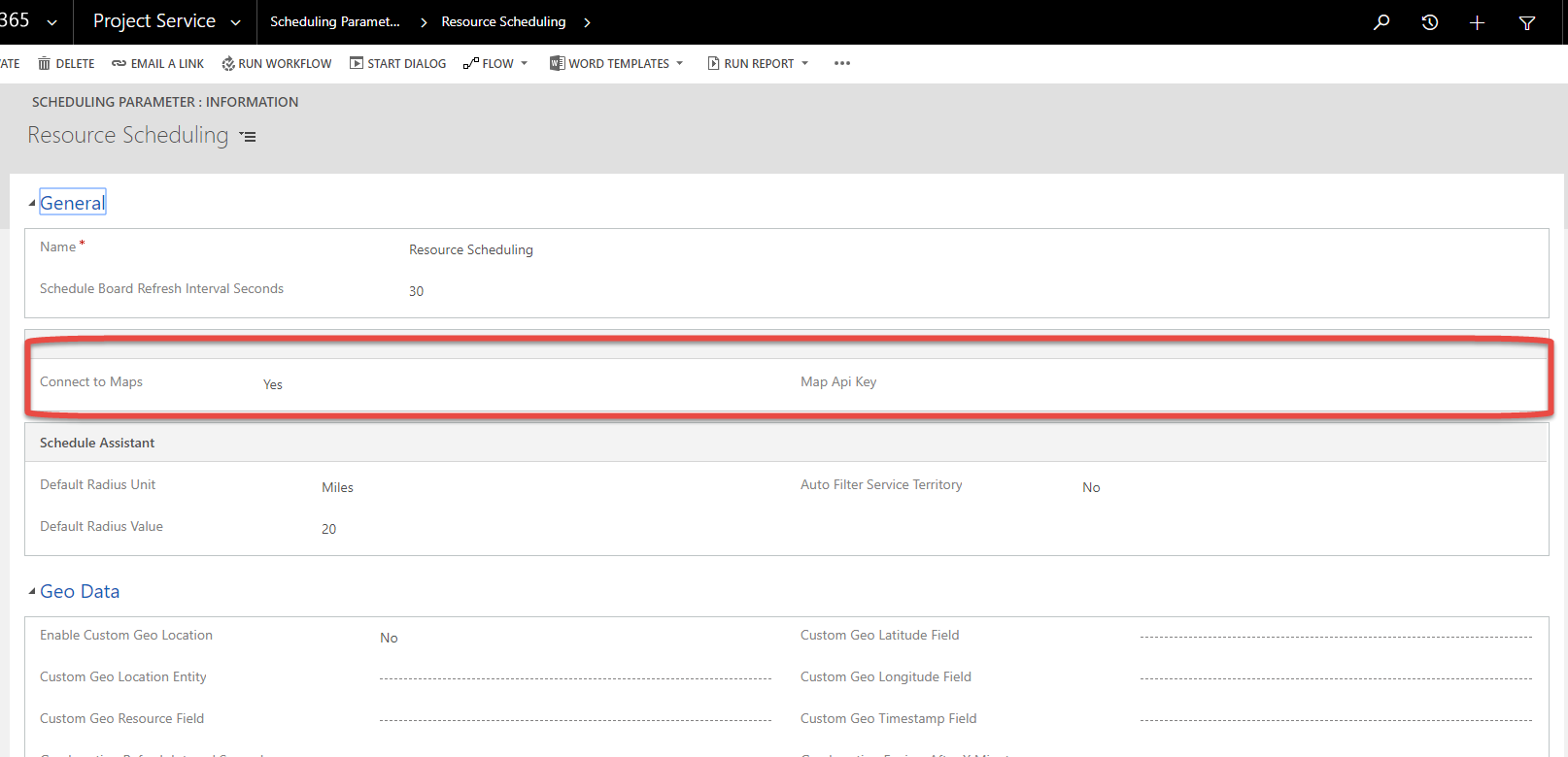 Resource Scheduling Params