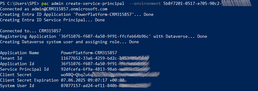 Create a service principal with Power Platform CLI