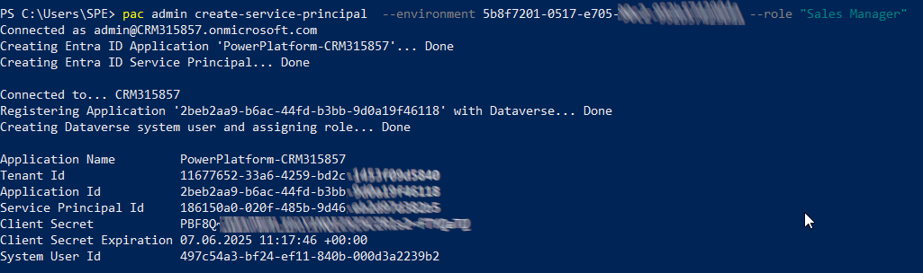 Create a service principal with Power Platform CLI
