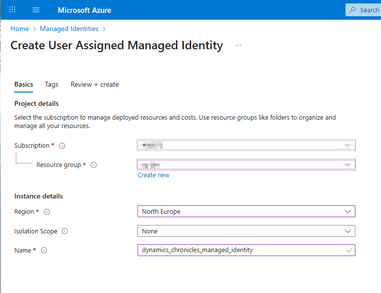 Create User Assigned Managed Identity
