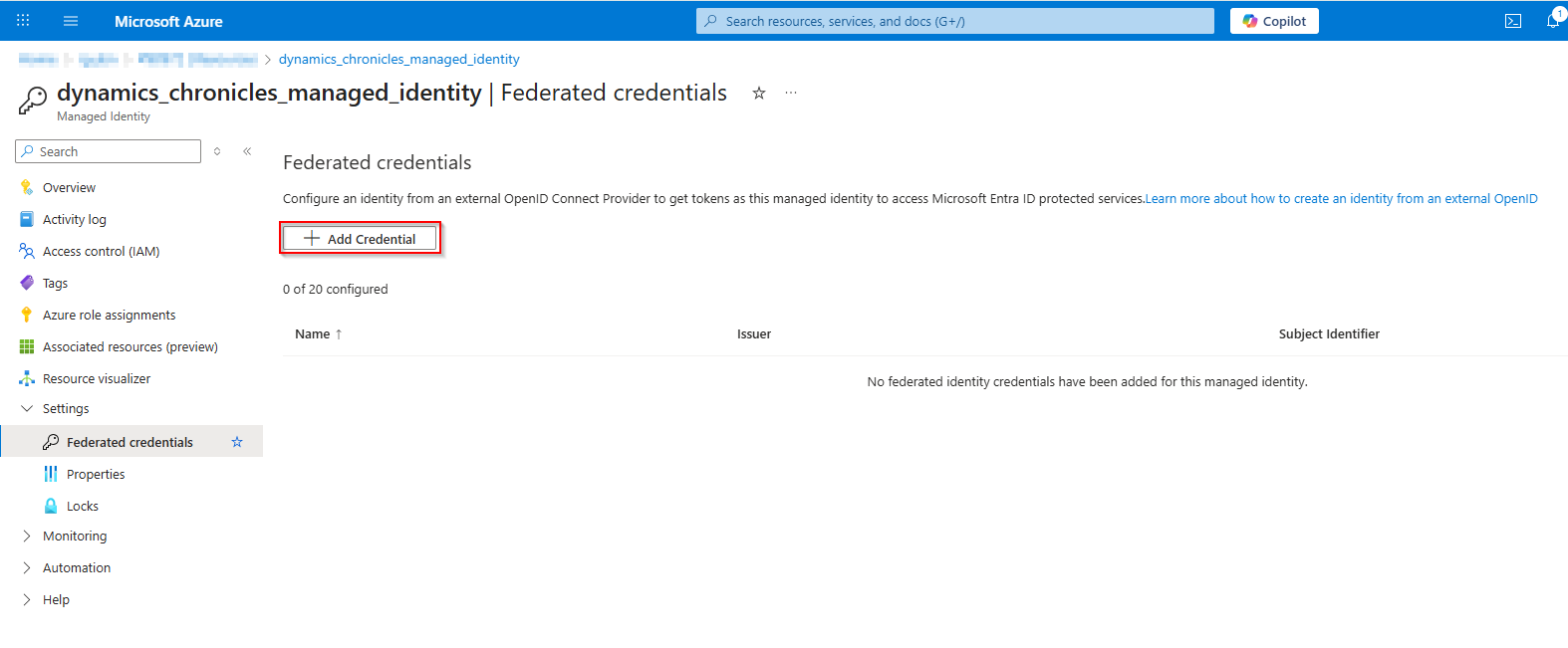 Federated Credentials