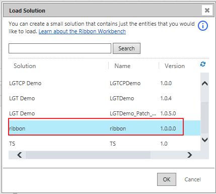 Load solution in Ribbon Workbench