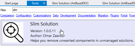 XrmToolBox : Slim Solution overview