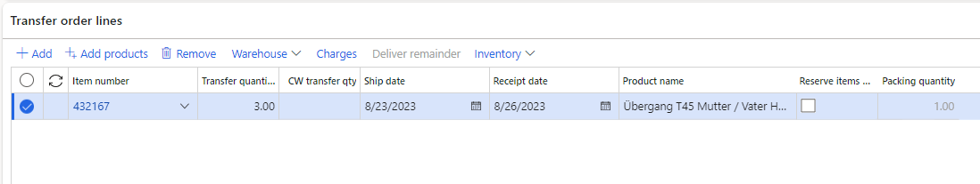 Dynamics 365 F&O : Transfer order processing