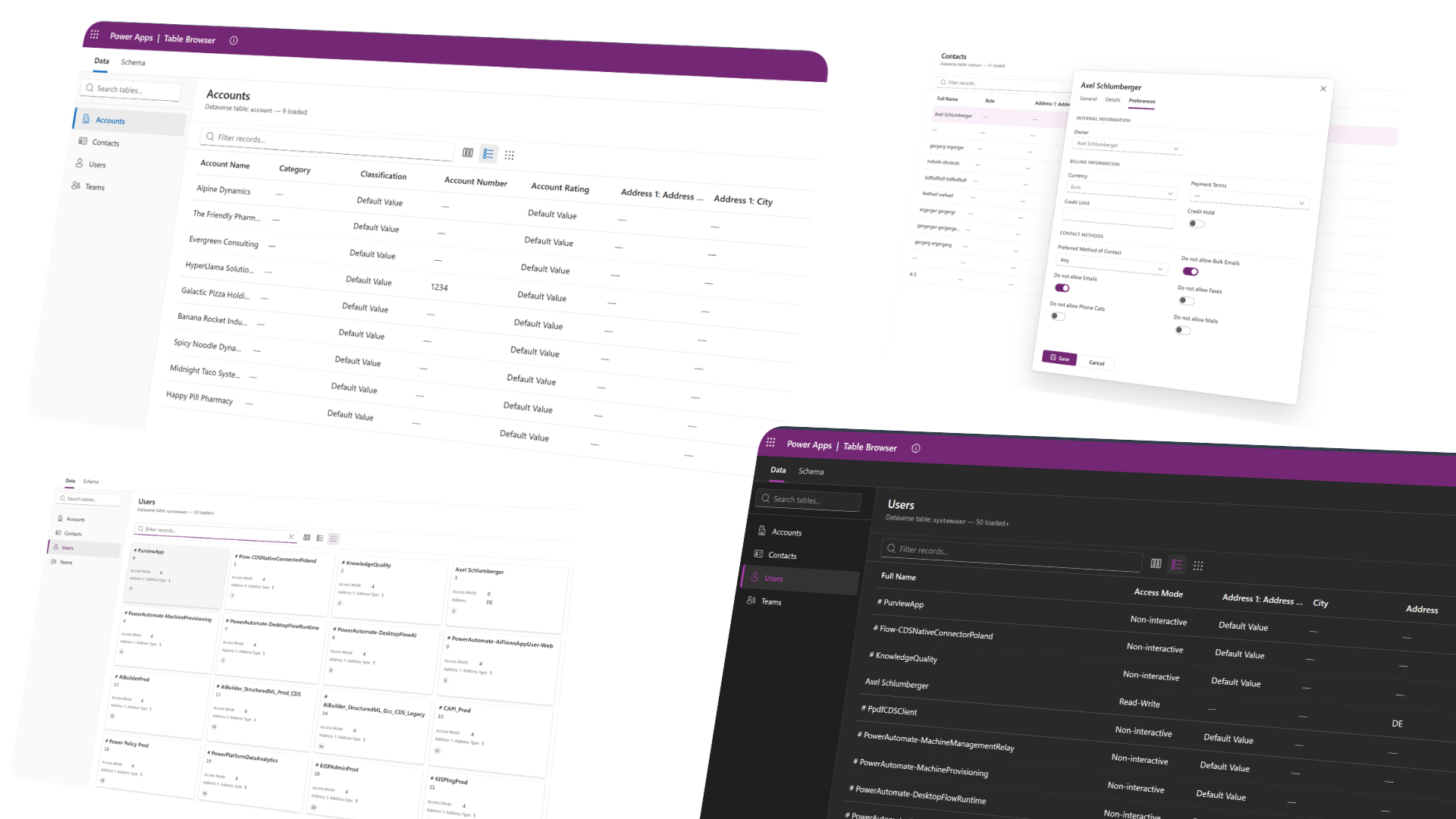 Screenshots Table Browser App