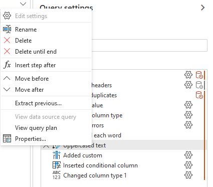 context menu