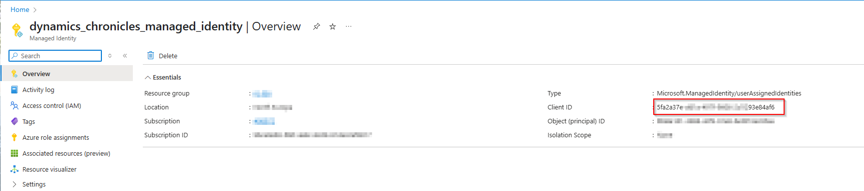 Client ID managed identity