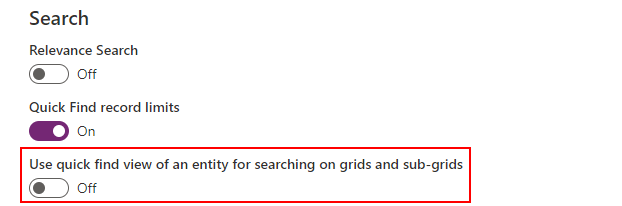quick find settings