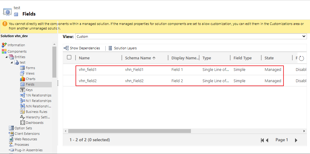 delete components in Dataverse managed solution